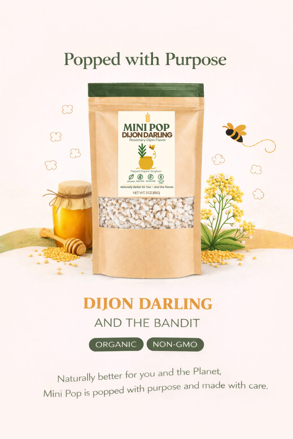 🌿 THE DIJON DARLING Rosemary Dijon Flavoring — Popped Sorghum