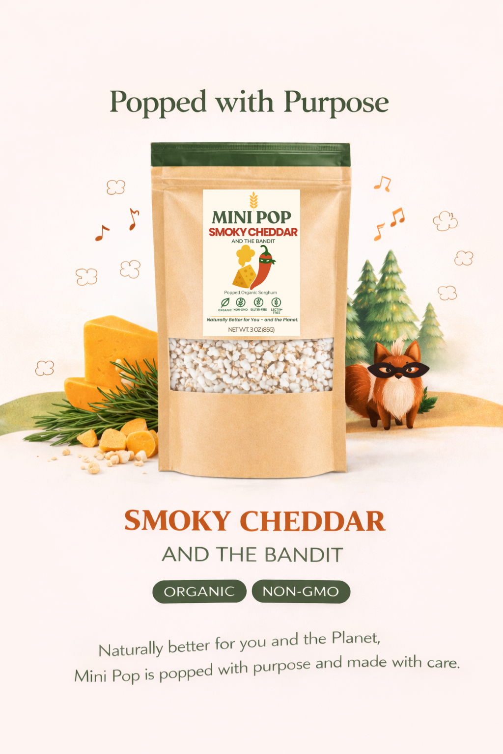 🧀 SMOKY CHEDDAR & THE BANDIT — Popped Sorghum